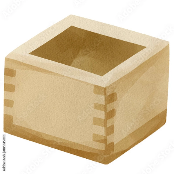 Fototapeta 水彩風の木枡のイラスト