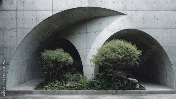 Fototapeta Modern Architectural Design with Organic Elements in Urban Space