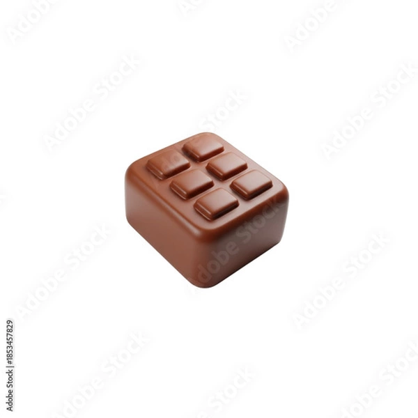 Obraz Single chocolate square isolated on transparent background