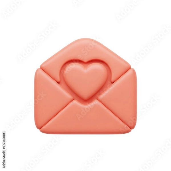 Obraz Pink envelope with heart isolated on transparent background