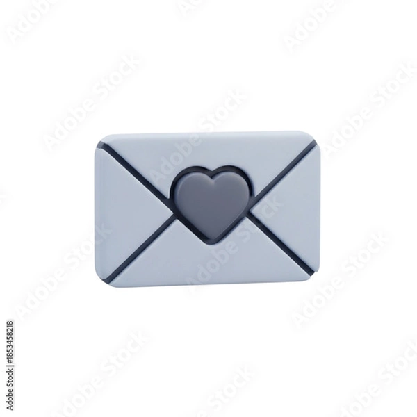 Obraz Envelope with heart design isolated on transparent background
