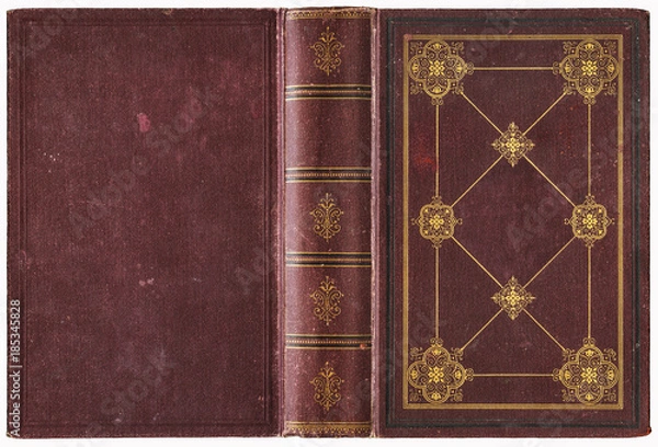 Fototapeta Old open book cover - circa 1889 - isolated on white - perfect in detail - XL size