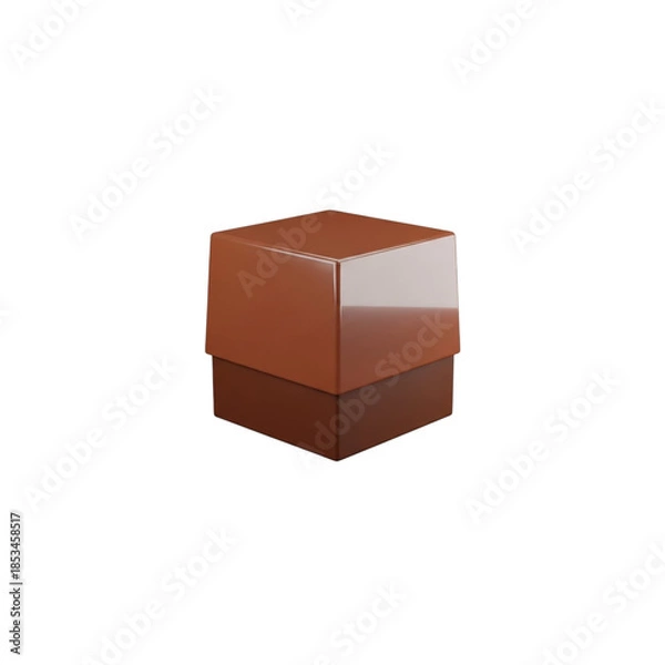 Obraz Brown cube on white background isolated on transparent background