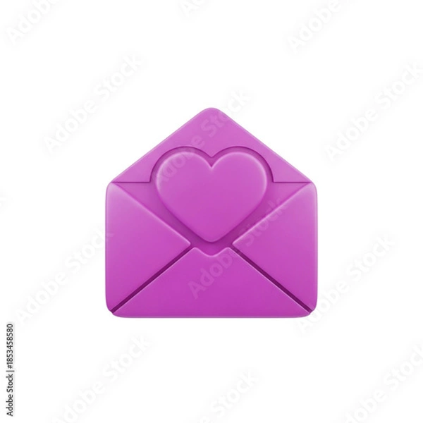 Obraz Purple envelope with heart isolated on transparent background