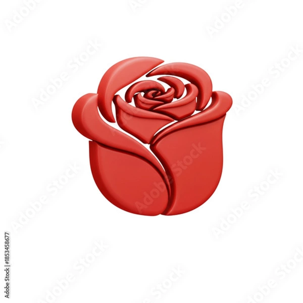 Obraz Three-dimensional red rose isolated on transparent background