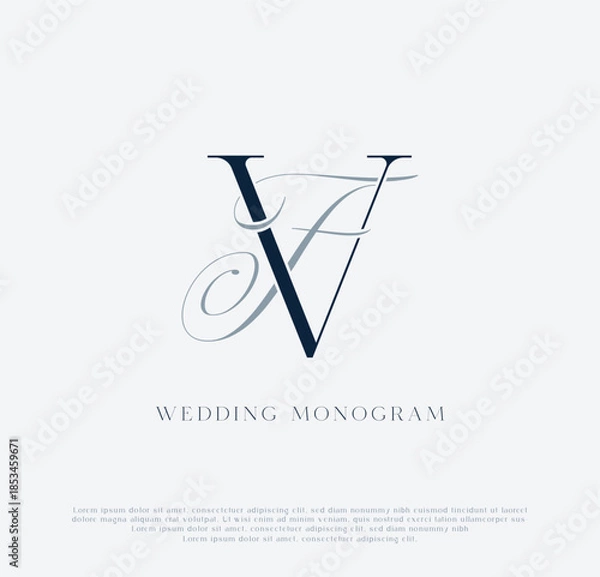 Obraz Elegant VF intertwined initials wedding monogram logo