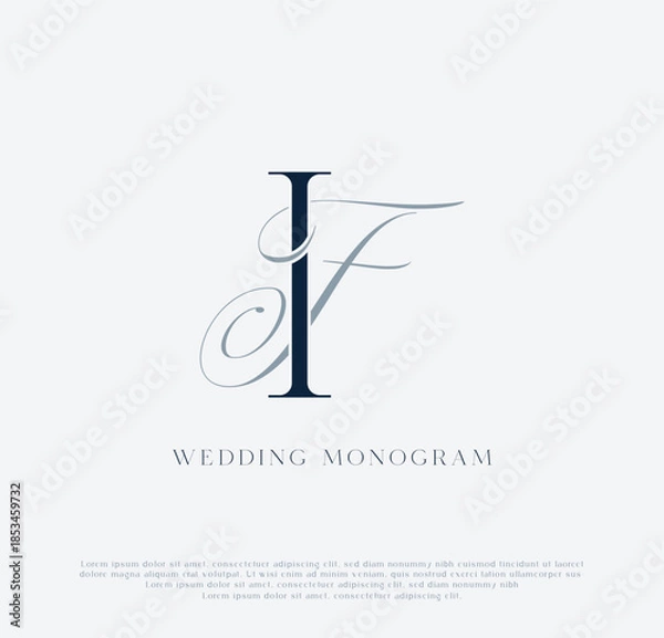 Obraz Elegant IF intertwined initials wedding monogram logo