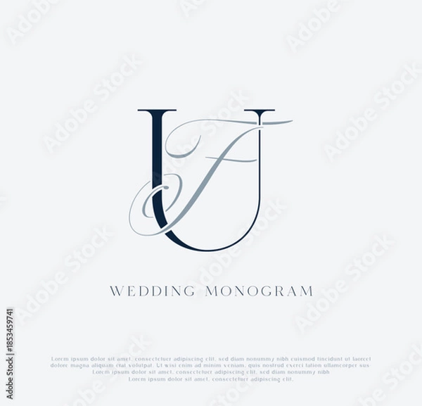Obraz Elegant UF intertwined initials wedding monogram logo