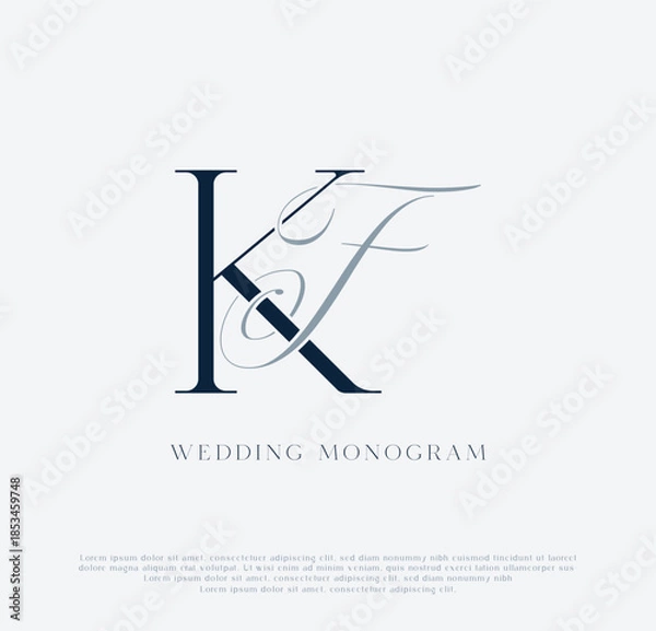 Obraz Elegant KF intertwined initials wedding monogram logo