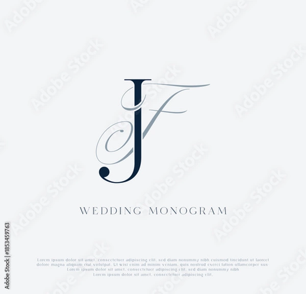 Obraz Elegant JF intertwined initials wedding monogram logo
