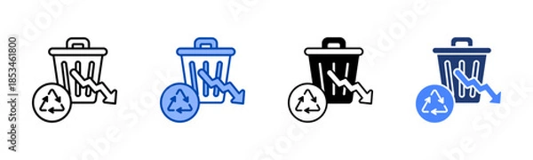 Fototapeta Reduce icon set multiple style collection