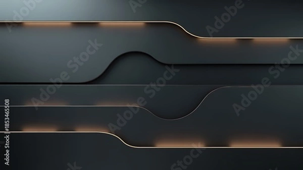 Obraz Dark Minimal Tech Abstract With Gold Lines