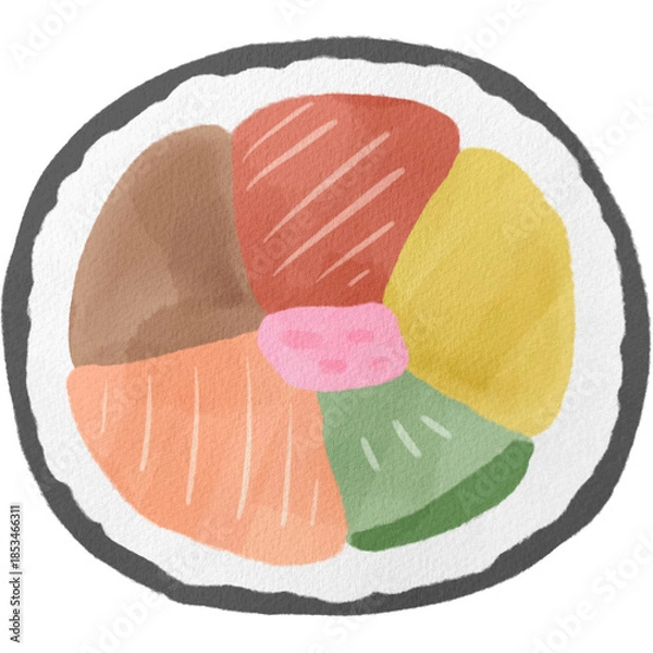 Fototapeta 水彩風の恵方巻きイラスト