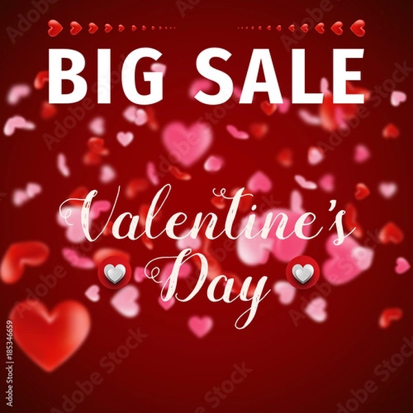 Obraz Valentines day sale background with Heart Shaped Balloons. Vector illustration.Wallpaper.flyers, invitation, posters, brochure, banners. 