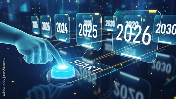 Obraz Selecting the year 2026 on a futuristic interface