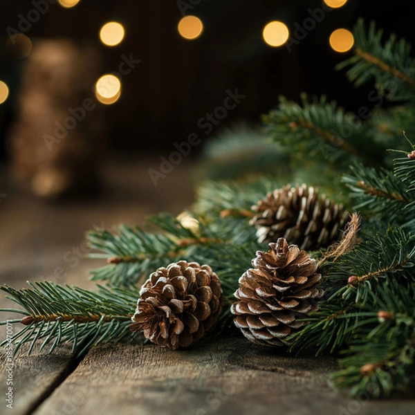 Obraz christmas decoration with cones