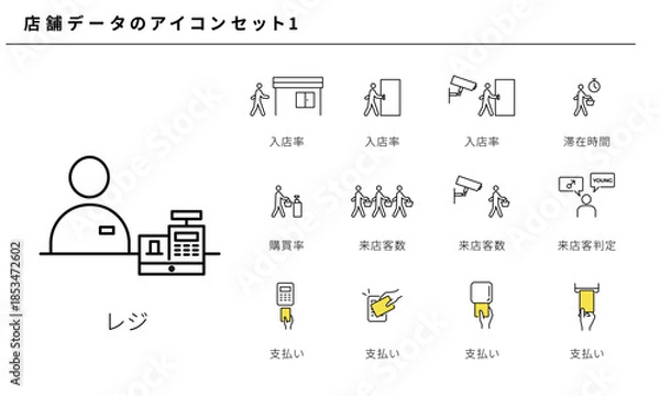Obraz 店舗データのシンプルアイコンセット素材1