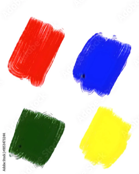 Obraz Set of Primary Paint Colors Brush Strokes on Transparent Background"