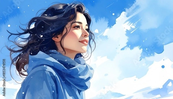 Obraz 冬のイメージカット（女性）