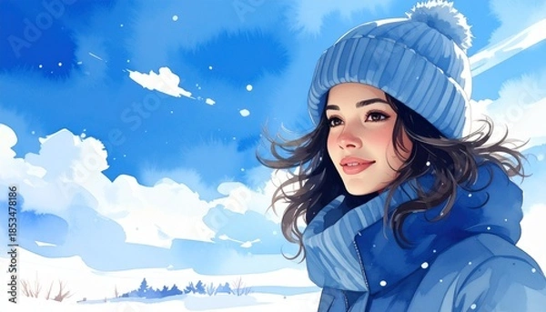 Obraz 冬のイメージカット（女性）