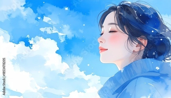 Obraz 冬のイメージカット（女性）