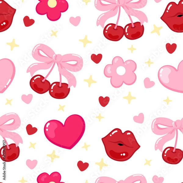 Obraz Cute coquette valentine seamless pattern