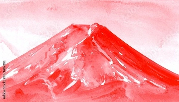 Obraz 赤富士の水彩テクスチャのイラスト