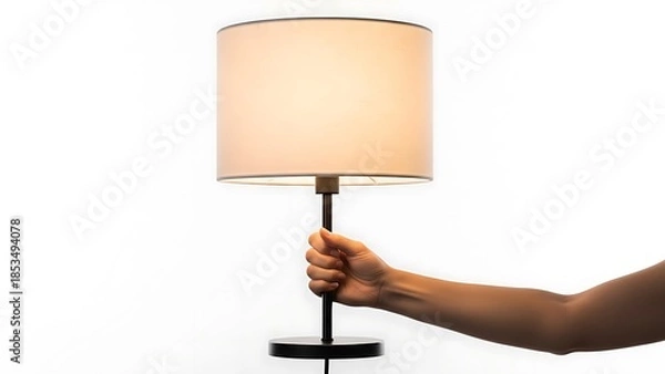Fototapeta hand holding a table lamp