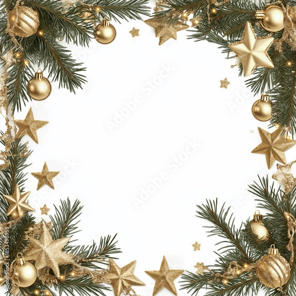 Fototapeta christmas frame with pine cones