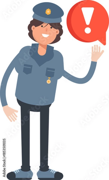 Fototapeta Woman Police Character and Error Sign
