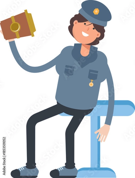 Obraz Woman Police Character Drinking Coffee
