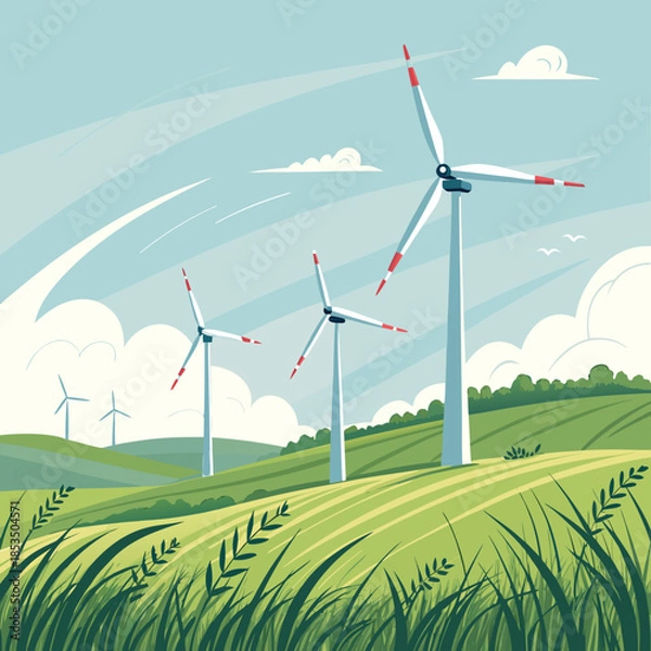 Obraz Dynamic Wind Turbines Field Creative Visual