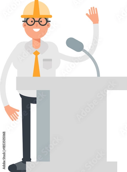 Obraz Architect Character Speaking on Podium
