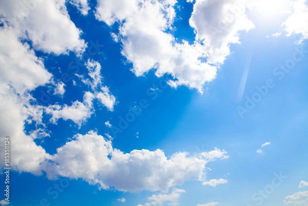 Obraz blue sky background with tiny clouds.