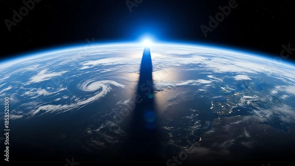 Obraz Earth from space with shadow and sunlight