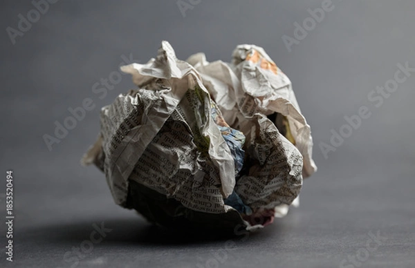 Obraz Single Crumpled Newspaper Ball with shadow