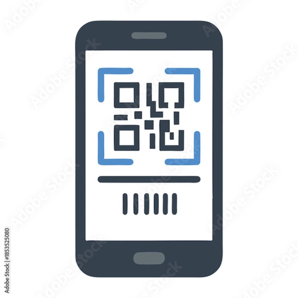 Fototapeta QR Code Scanner Illustration, Digital Technology Icon, Mobile App Concept
