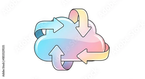 Obraz Vibrant cloud icon with dynamic arrows for business and technology concepts