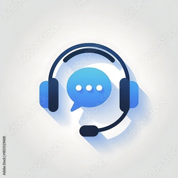 Obraz Customer support headset with chat icon for communication