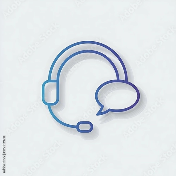 Obraz Modern customer service headset with speech bubble icon