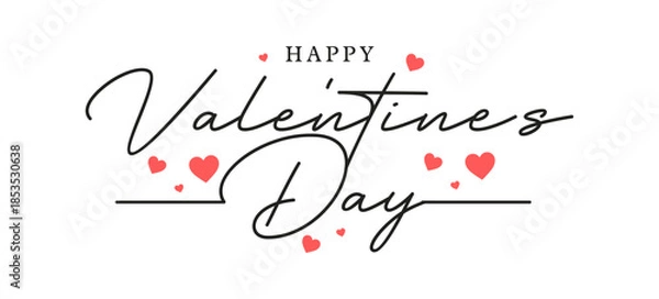 Obraz Happy Valentine’s Day Handwritten Script Typography with Hearts