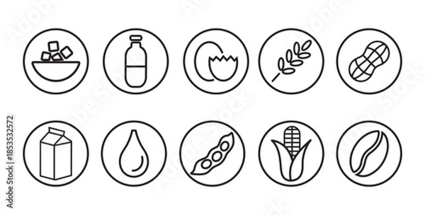 Obraz Free From Food Allergy Icons Set – Sugar Gluten Lactose Nut Free Symbols