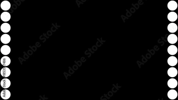 Obraz 黒背景に白のドットが両端に並ぶ長方形フレームの背景イラスト。モノクロのシンプルな壁紙素材