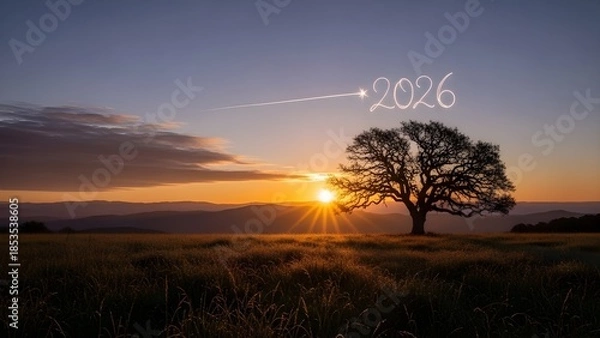 Obraz Sunset tree landscape 2026