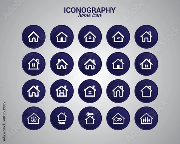 Obraz Blue Circular Home Iconography Set