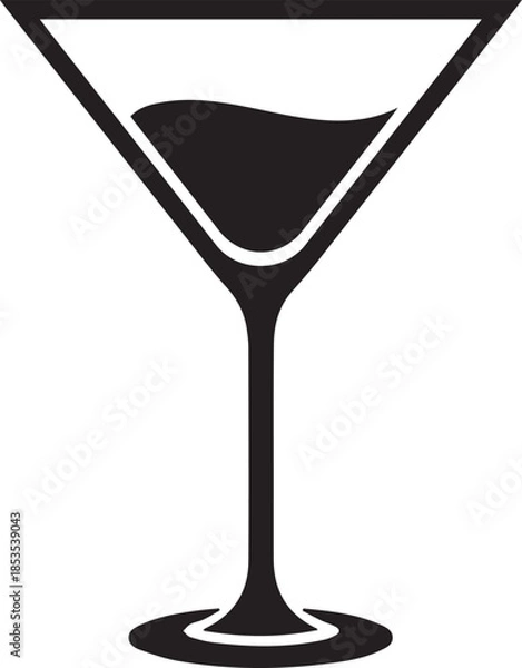 Obraz Martini glass containing a liquid icon silhouette vector black on a white background