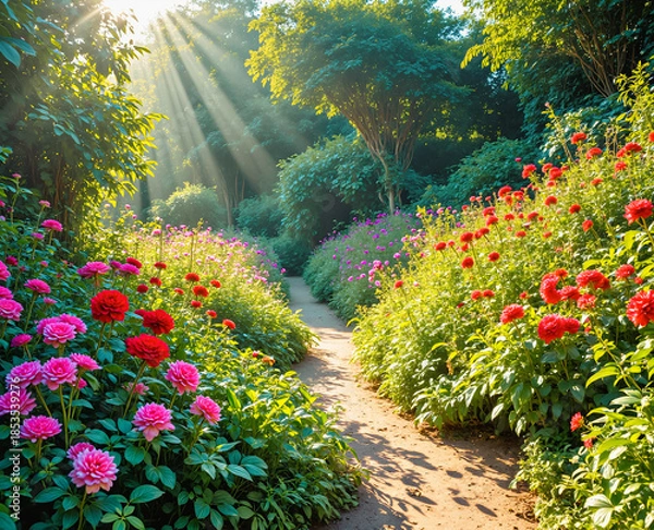 Obraz Serene Garden Pathway in Sunlight