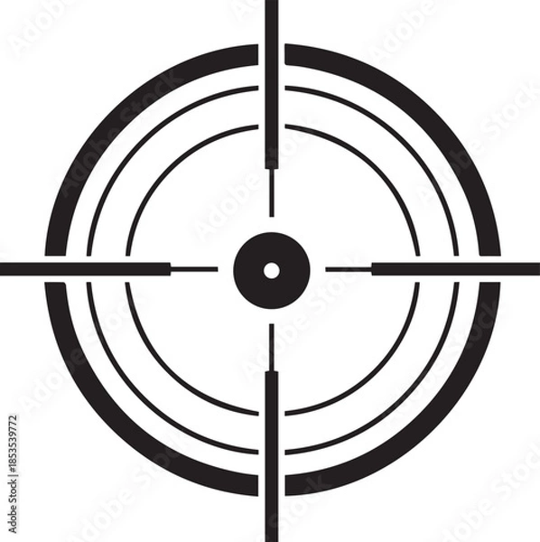 Obraz Bullseye Target Focus and Precision icon silhouette vector black on a white background