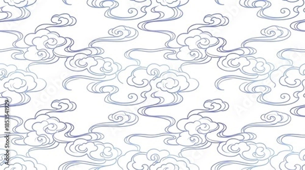 Obraz 浮世絵風和風伝統紋イメージ雲模様水波模様テクスチャ	背景素材
