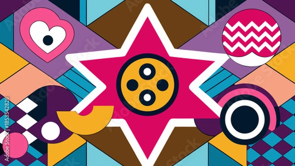 Obraz Creative Abstract Pattern with Graphical Textures and Geometric Shapes for Modern Background Design